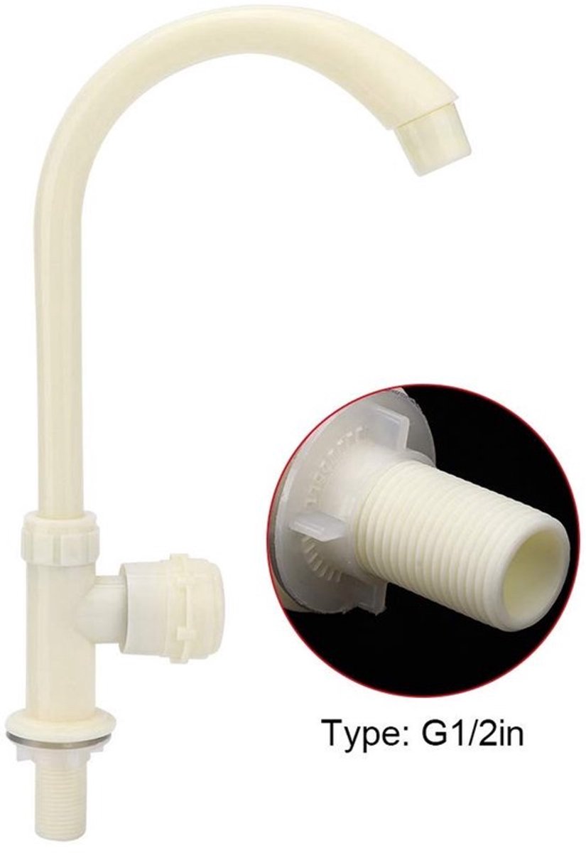 Waterkraan G1/2in - Plastic - Keuken/Badkamer - Draaiend - 31,5 x 15 x 4 cm - Lichtgewicht - Duurzaam materiaal - Keukenkranen
