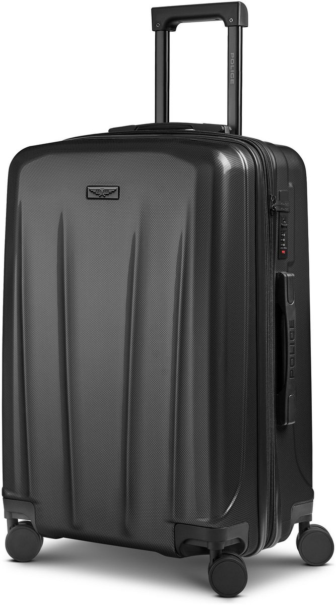 Police New York 4 wielen Trolley M 62 cm met uitbreidingsplooi - Harde bagage - TSA slot - black