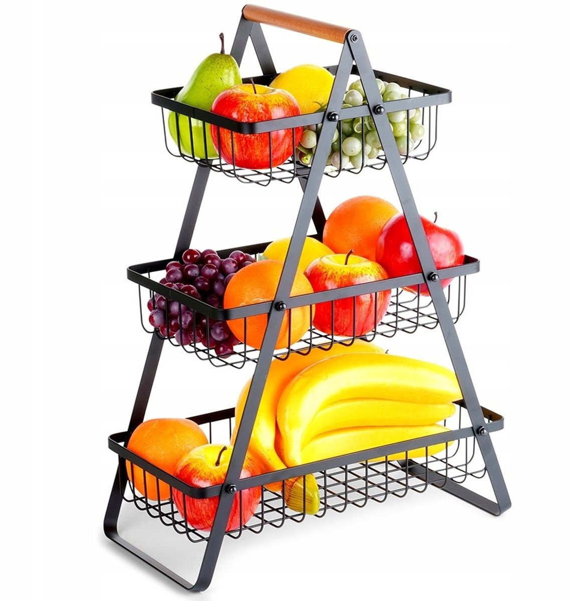 Metalen 2-laags Fruitmand Zwart - Stijlvolle Opberger