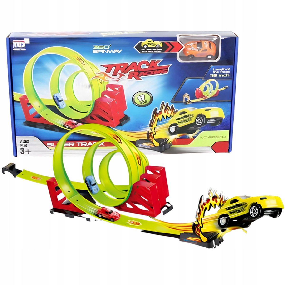 Inertia Racebaan 300 cm met Auto - Opwinding en snelheid!