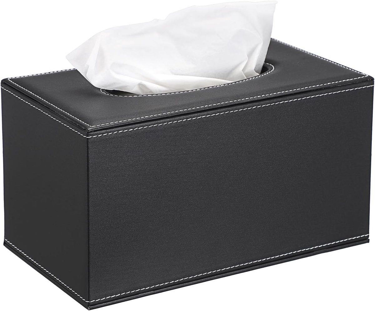 Bobypet - Tissue box houder - Tissuebox rechthoekig - Leren tissuebox - Magnetische sluiting - Luxe uitstraling - Voor kantoor, auto en woonkamer - 18.5*11.8*9.3CM - Zwart