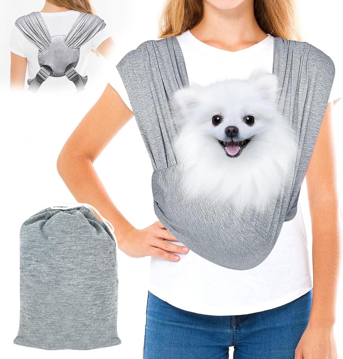 Hondentas Rugzak - Draagtas Huisdier - Reizen met Hond - Handsfree Ontwerp - Tot 9 kg - Grijs