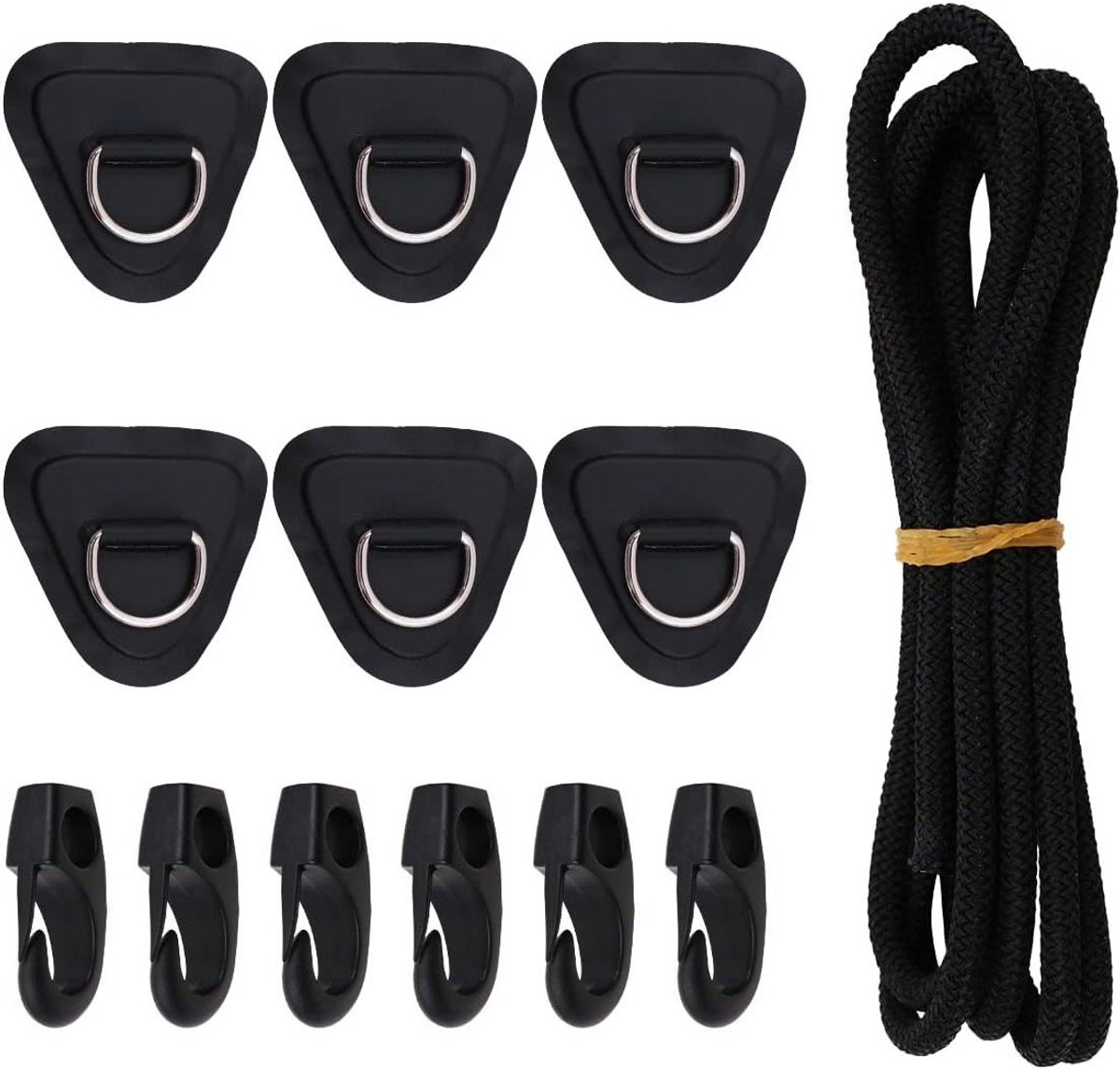 Dek Beslag Kit - Water Sport Accessoires - Vervoer Spullen Veilig - Waterdicht PVC Materiaal - 6 Delig Set - Zwart