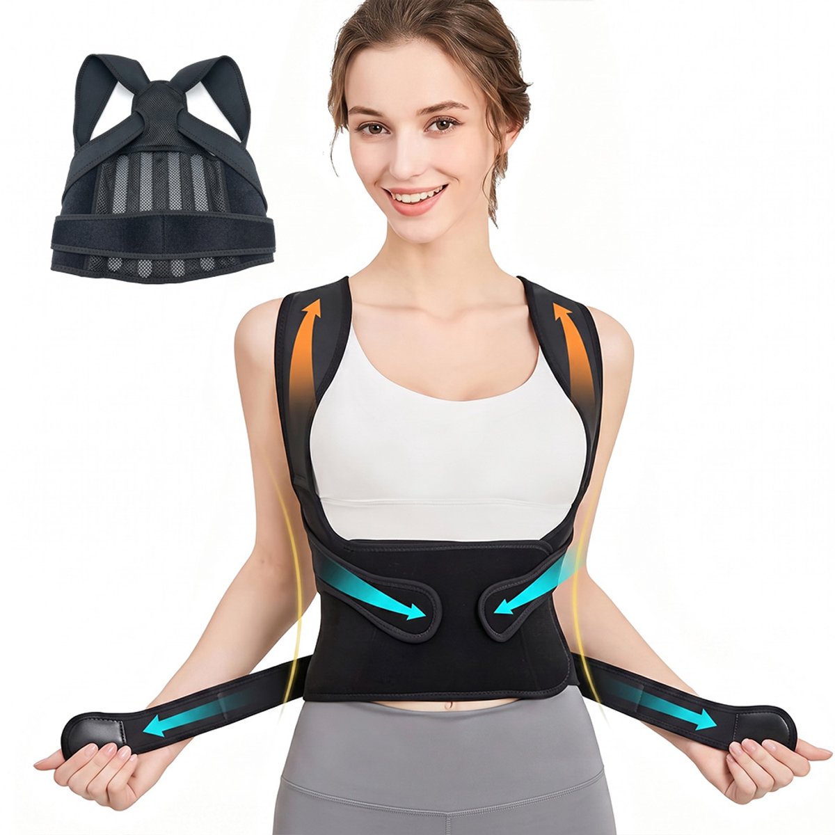Fokelyi Rugbrace - Postuur Corrector En Houding Corrector -Houding Corrector-Ademend En Verstelbaar - Schouders Openen En Rug Corrector - Orthopedische Ondersteuning-S