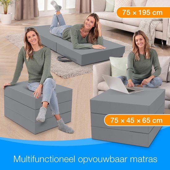Opvouwbaar Matras - Vouwmatras Gastenbed - Comfortabel Slapen - Extra Dik 15 cm - 75 x 195 cm - Grijs — afbeelding 5