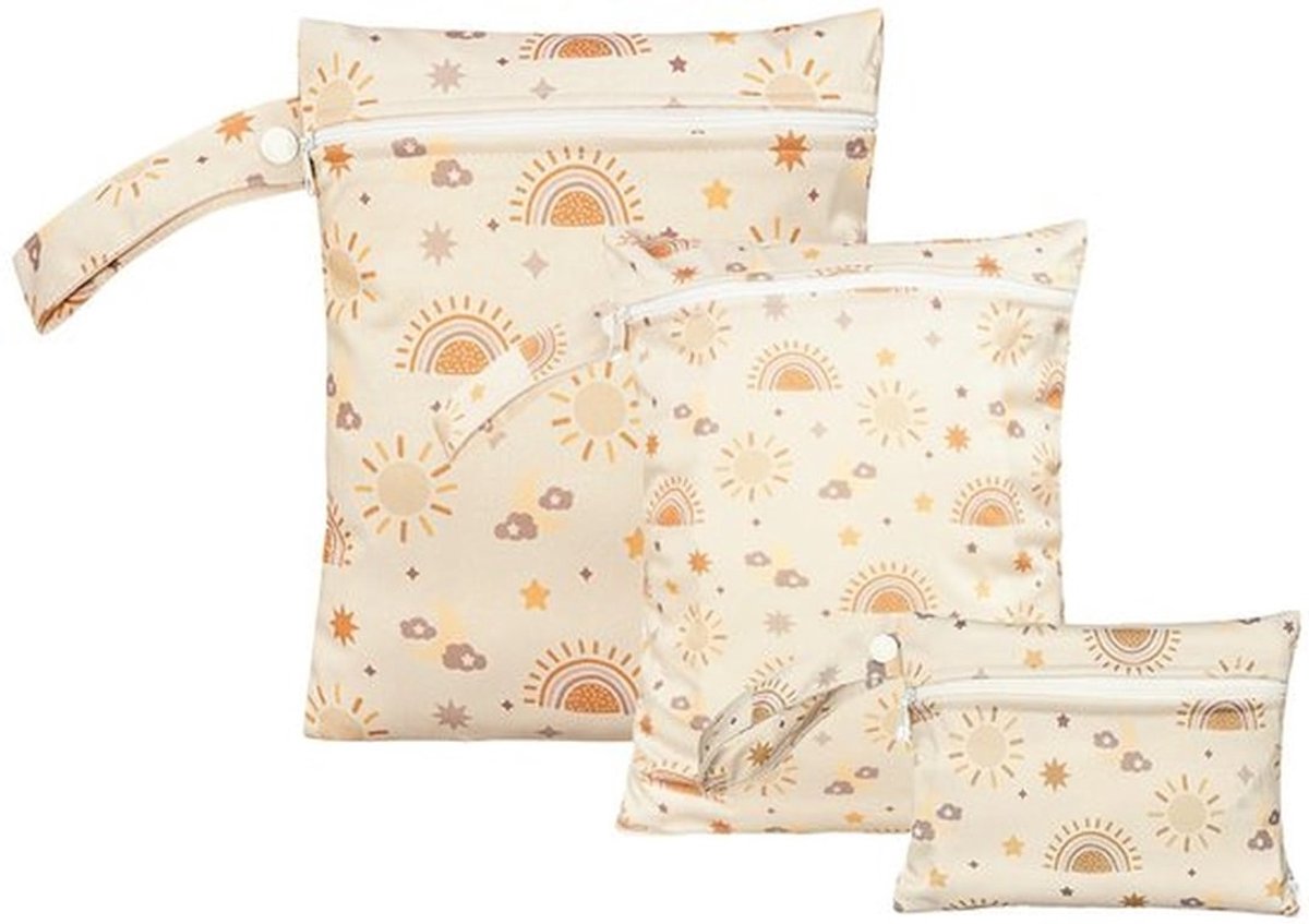 Natte Tas Set - Waterdichte Luiertassen - Herbruikbare Opbergtas - 3 Verschillende Maten - Polyester - Veilig en Betrouwbaar