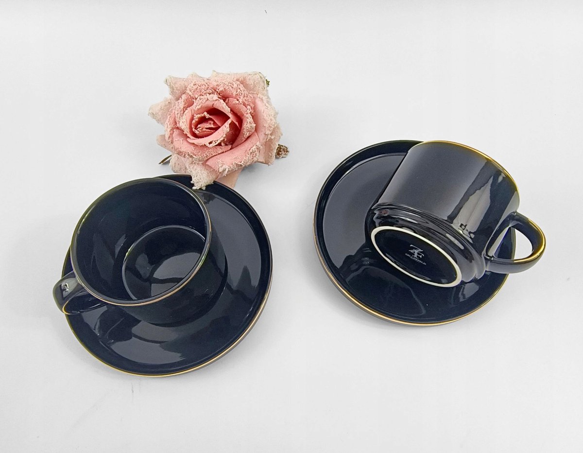 Premium Koffieservies Zwart/Goud 12 Delig voor 6 Personen