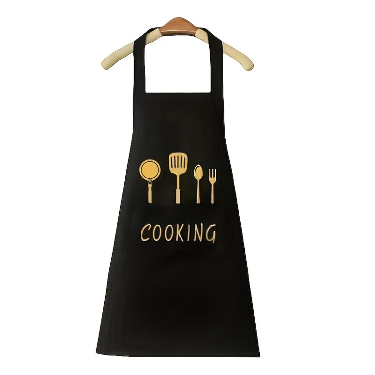 Keukenschort Cooking – Zwart Schort met Voorvak – Verstelbare Nek- en Tailleband