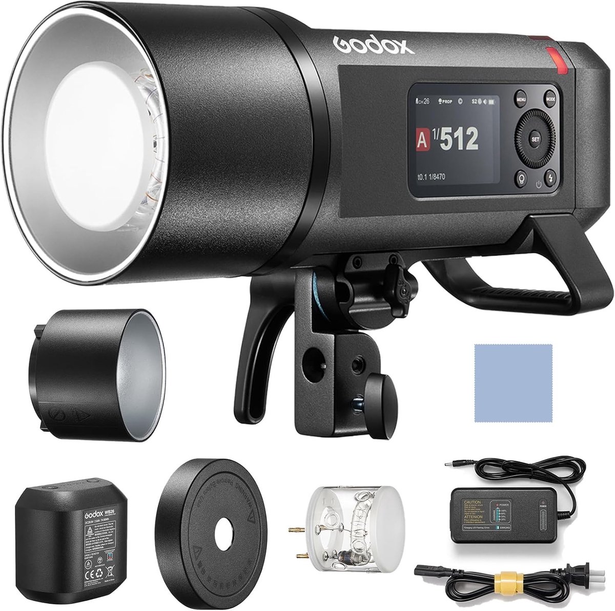 Krachtige 600W Outdoor Flitser met 2.4G Draadloze Speedlite en TTL Auto-flits, HSS tot 1/8000s, 40W Bi-color Modelleringslicht en 2600mAh Lithium Accu