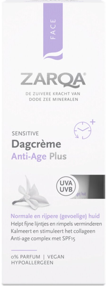 ZARQA Dagcrème Anti-Age Plus Sensitive 50ml - 2 x 50 ml - Voordeelverpakking