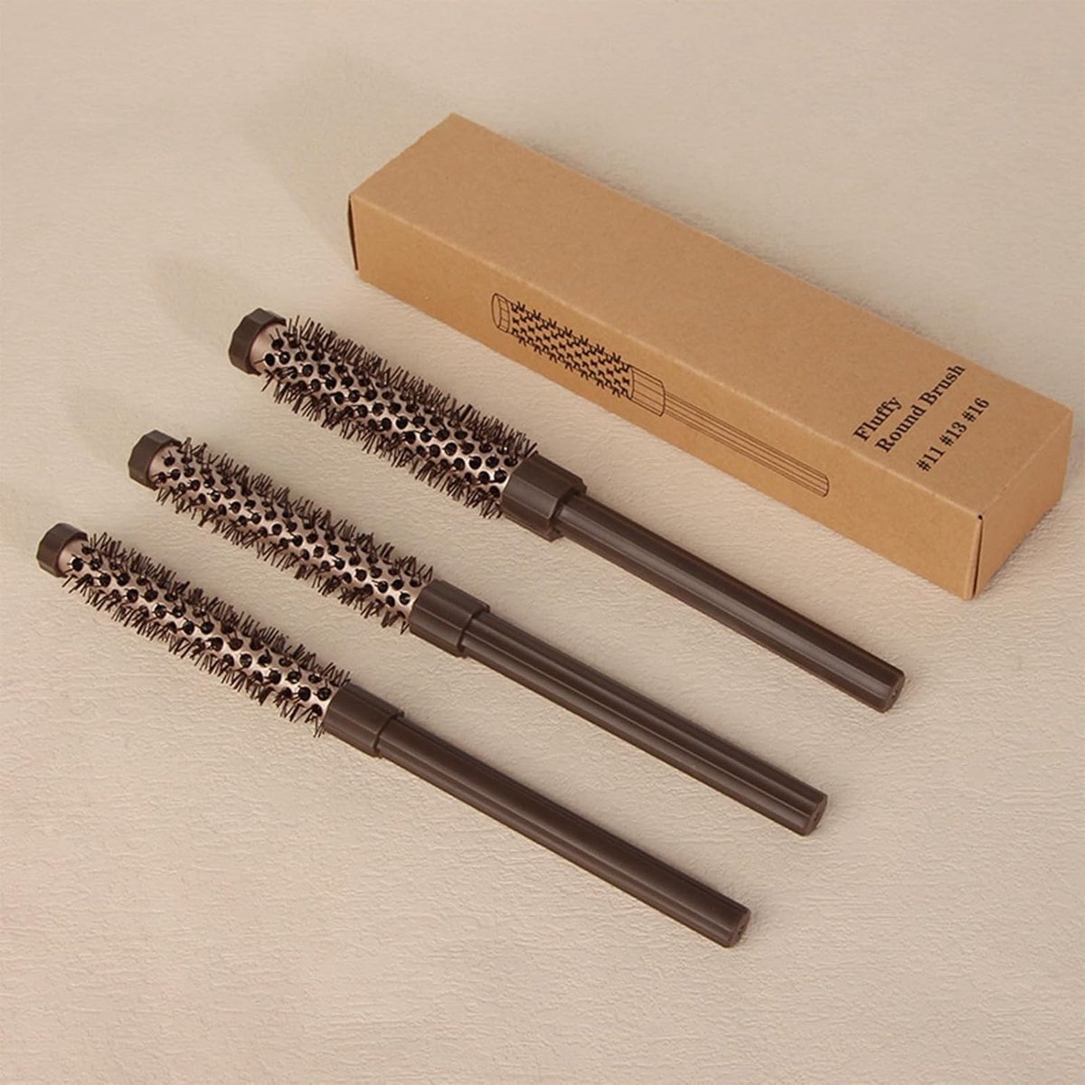 Professionele Haardroger en Krul Styling Kam Set met Zachte Natuurlijke Haren, Ronde Borstel en Kleine Haarborstel voor Perfecte Styling en Droogresultaat voor Mannen en Vrouwen