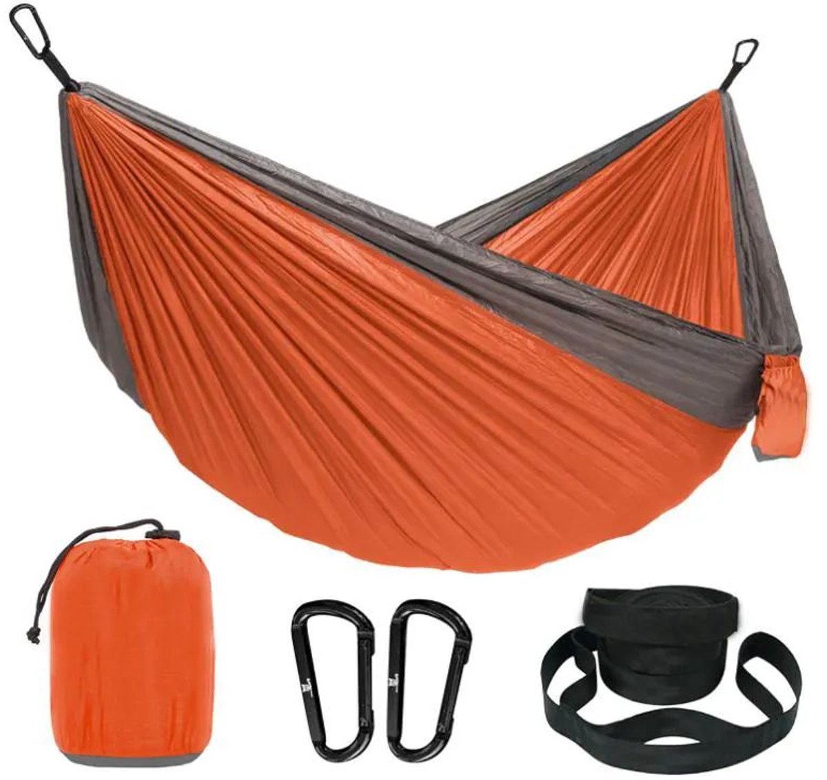Hangmat Camping Relax 210T, 260 x 140 cm, Oranje/Grijs
