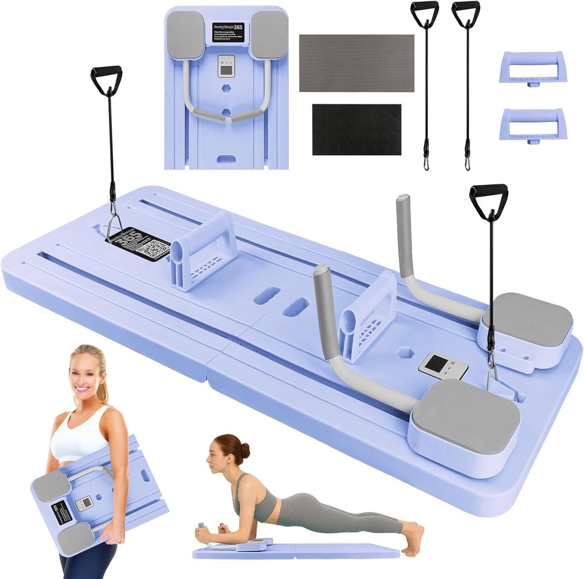 Pilates Board - Paars - 105 x 40 x 3 cm - Multifunctionele Opvouwbare Trainingsplank - Voor Mannen en Vrouwen