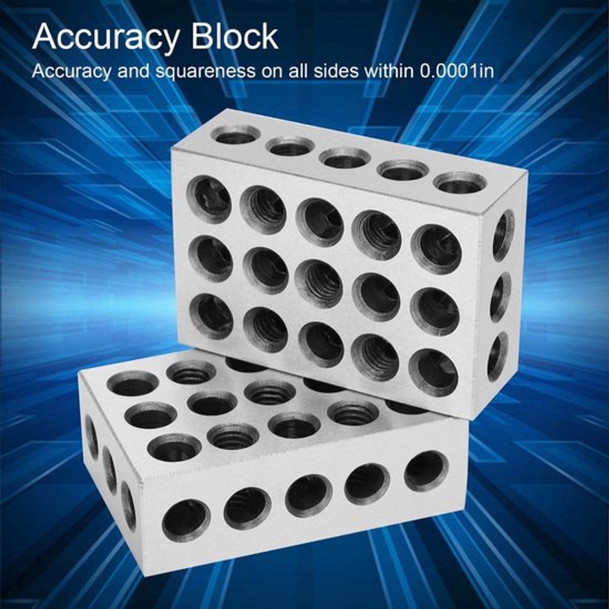 Precisieblok Ultra Nauwkeurigheid - 1-2-3 Blok - Parallelle Blokken - Metrisch Blok - Precisiegereedschapstaal - 23 Gaten - Meetblok