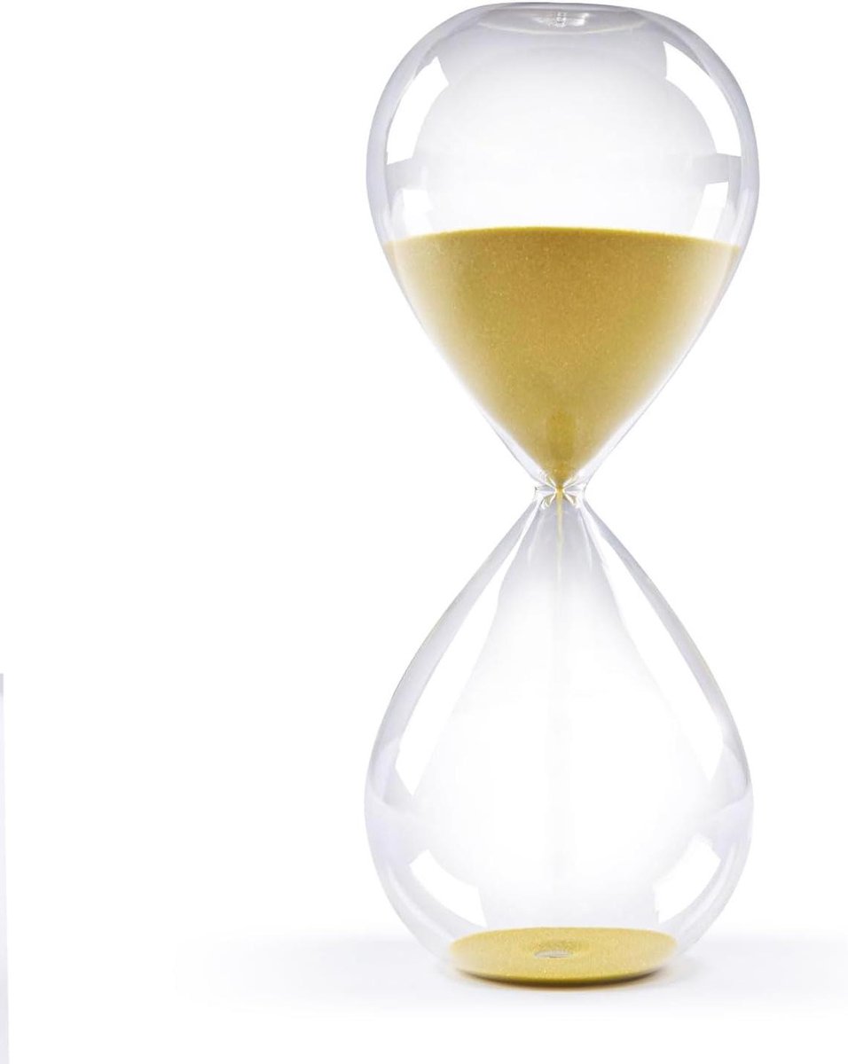 Zandloper Decoratie - Zandklok Timer - Tijd Meten - Handgemaakt Glas - 21.5 cm Hoog - Goud