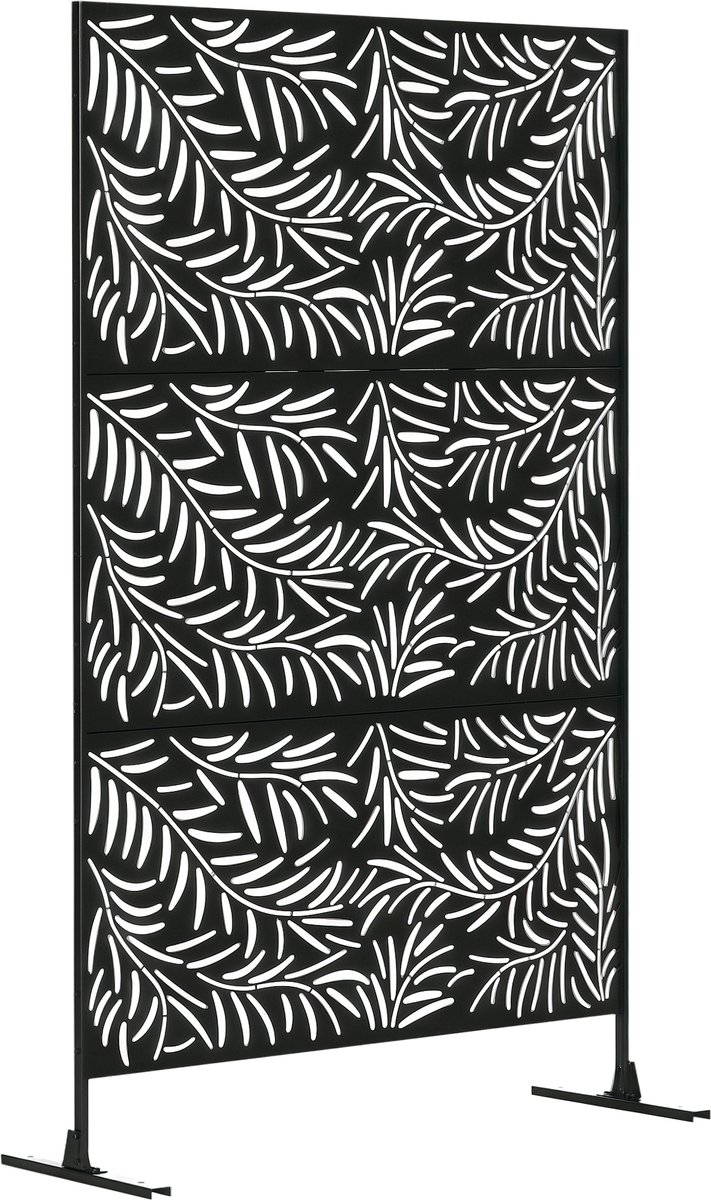 Privacyscherm - weerbestendig - staal - 122 cm x 45 cm x 198 cm - zwart