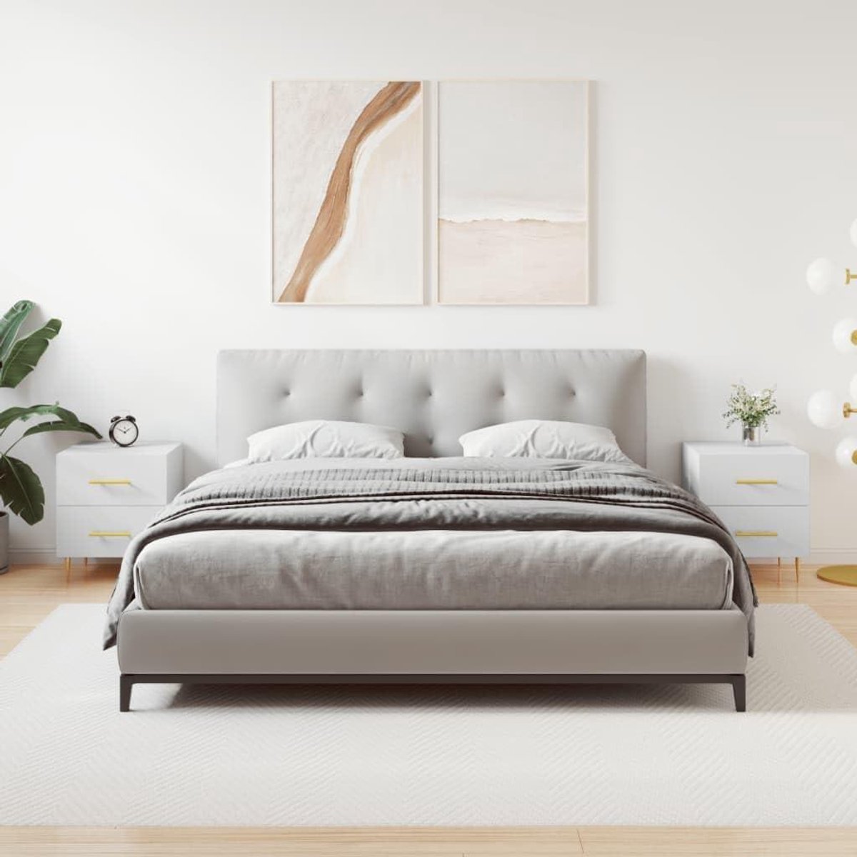 Nachtkastjes Set - Bijzettafels - Opbergruimte Creëren - Glad Wit Oppervlak - 40x35x475 cm - Wit