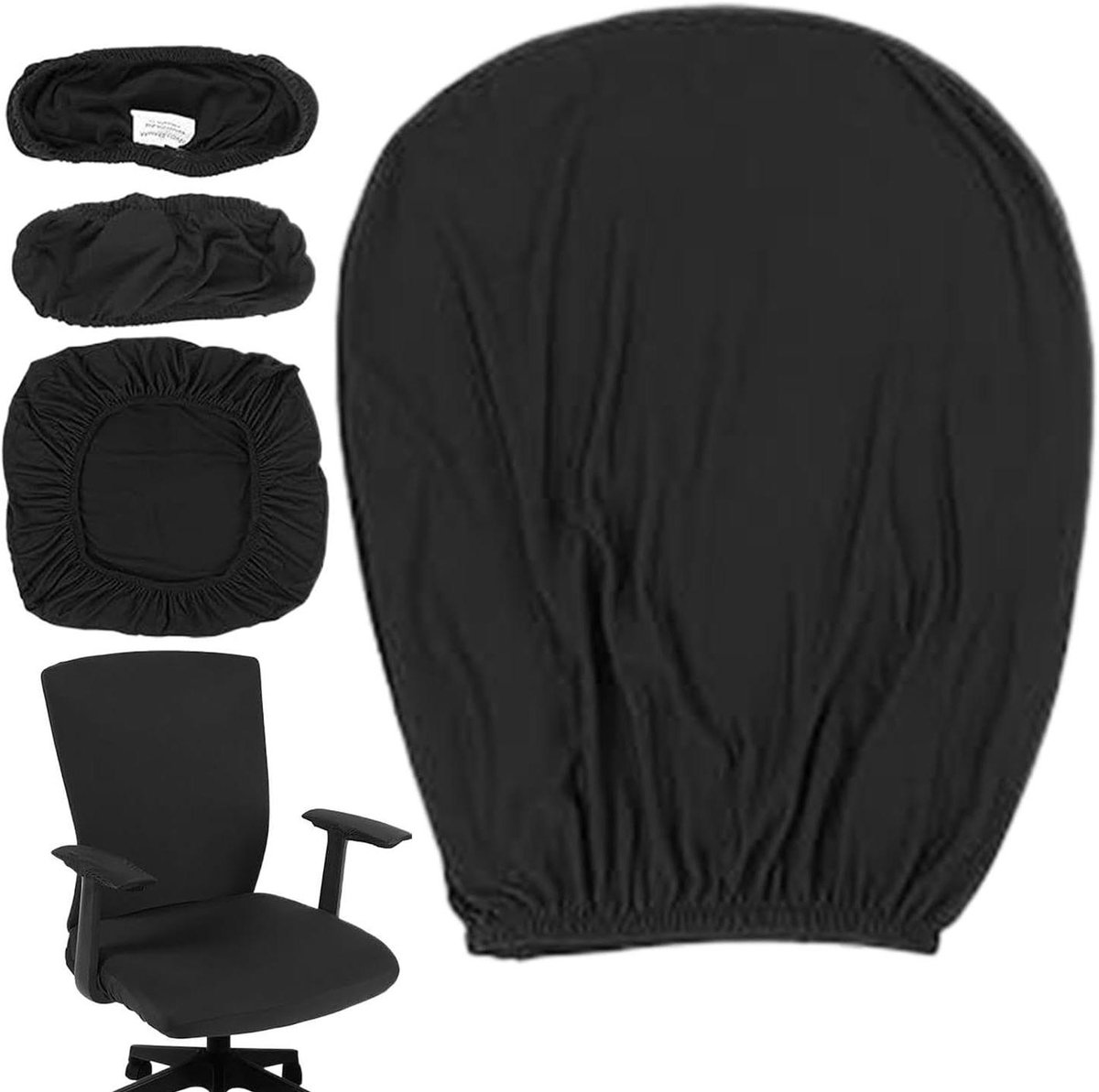 Bureaustoelhoes - Stoel Overtrek - Stoel Beschermen - Afneembaar en Wasbaar - 25x25x4 cm - Zwart