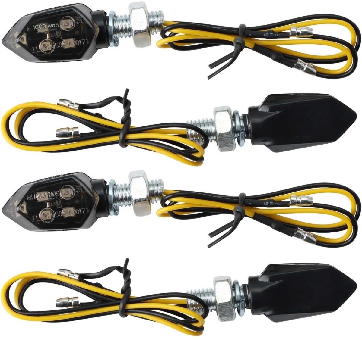GELLDG 4 Stuks Knipperlichten - Motorfiets Richtingaanwijzers - 5 LED 12V IP65 Waterdicht - Geschikt voor Motorfiets Scooter Fiets Quad - Kunststof - Afmetingen 5.5x1cm