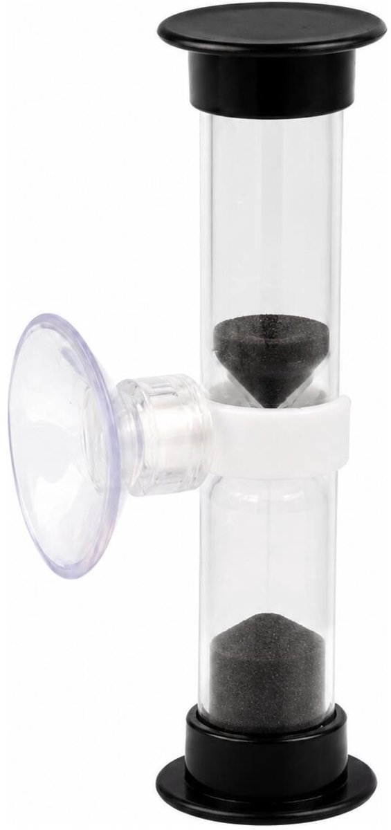 Bellatio Design Zandloper - douche / badkamer timer - zuignap - 5 minuten - zwart