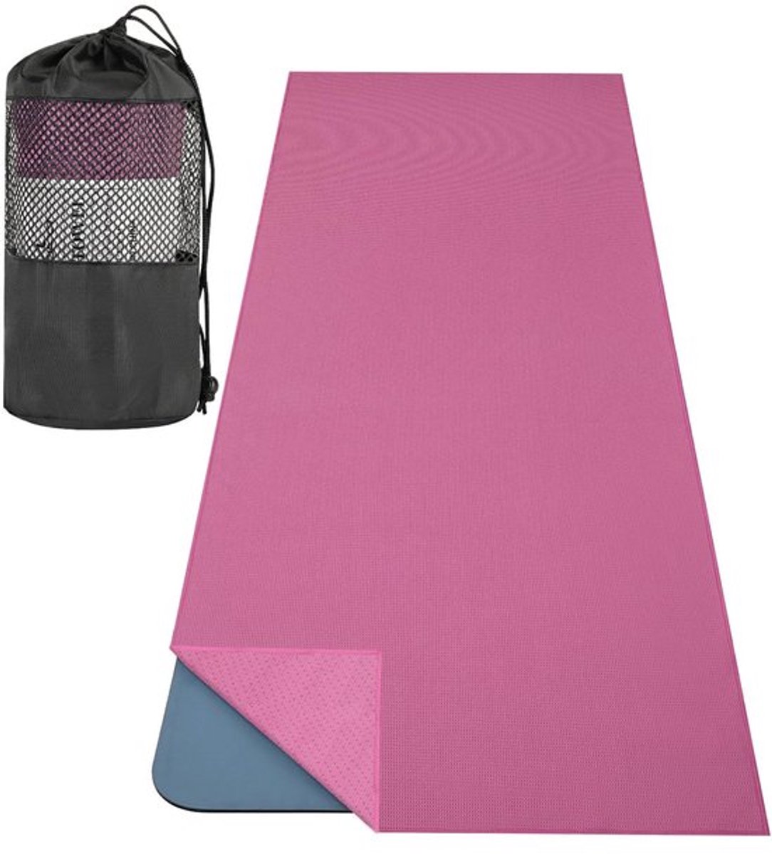 Yogahanddoek Antislip - Oefenmat Afdekking 74,4"×27,3" - Hoekzakken - Greeppunten - Geschikt voor Pilates/Mediteren - Yogamat