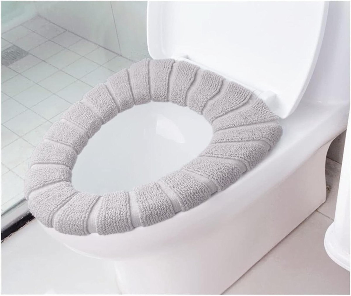 Toiletbril Kussens - Toiletzitting Warmtehoes - Comfort in Huis - Verdikt en Wasbaar - Diameter 30 cm - Grijs