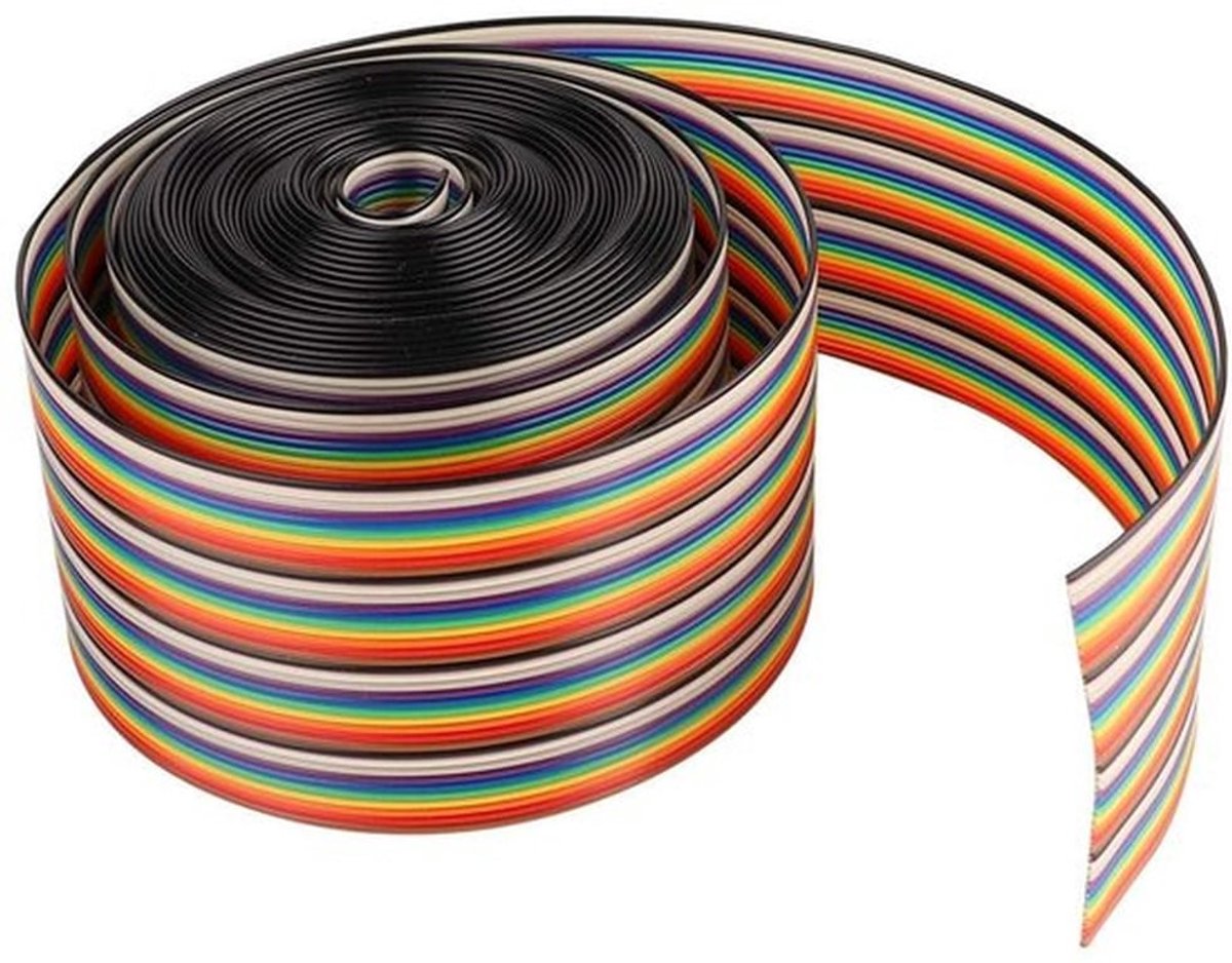Lintkabel - 40p Rainbow platte lintkabel - Hittebestendig PVC - 1 m - Afstandsafstand kabel - Geschikt voor diverse toepassingen - Kleurr...