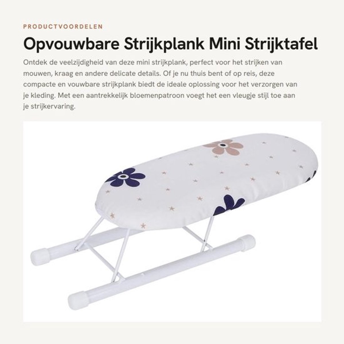 Strijkplank Opvouwbaar - Mini Strijktafel - Antislip Voetafdekking - Afneembare Hoes - Multifunctioneel voor Mouwen en Kragen - Duurzaam en Ruimtebesparend