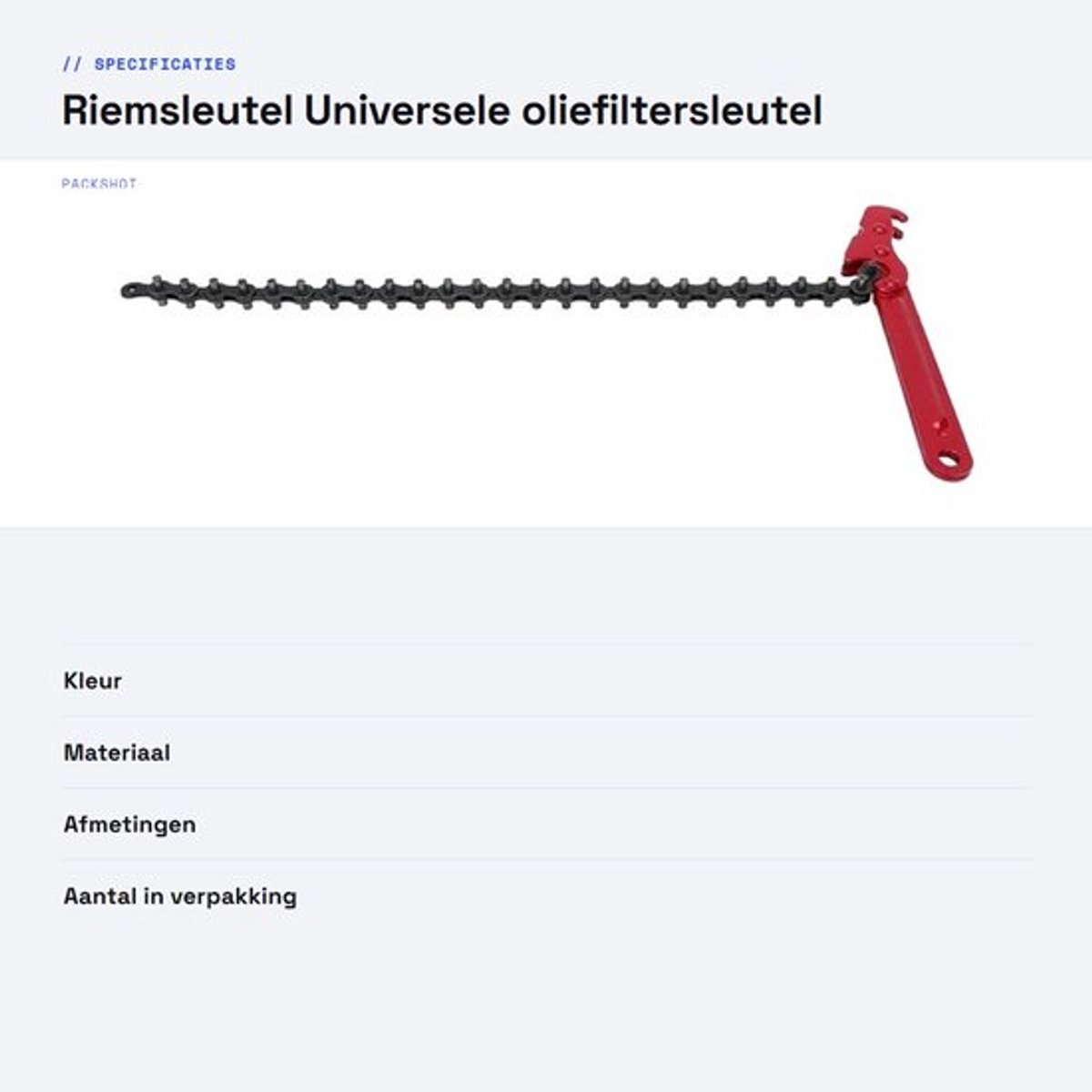 NTH products- Oliefiltersleutel Stevige Constructie - Verstelbare Ketting - Handvat 20 cm - Slipvaste Grip - Geschikt voor Filters tot 14 cm - Onderhoudsgereedschap - Filtertang