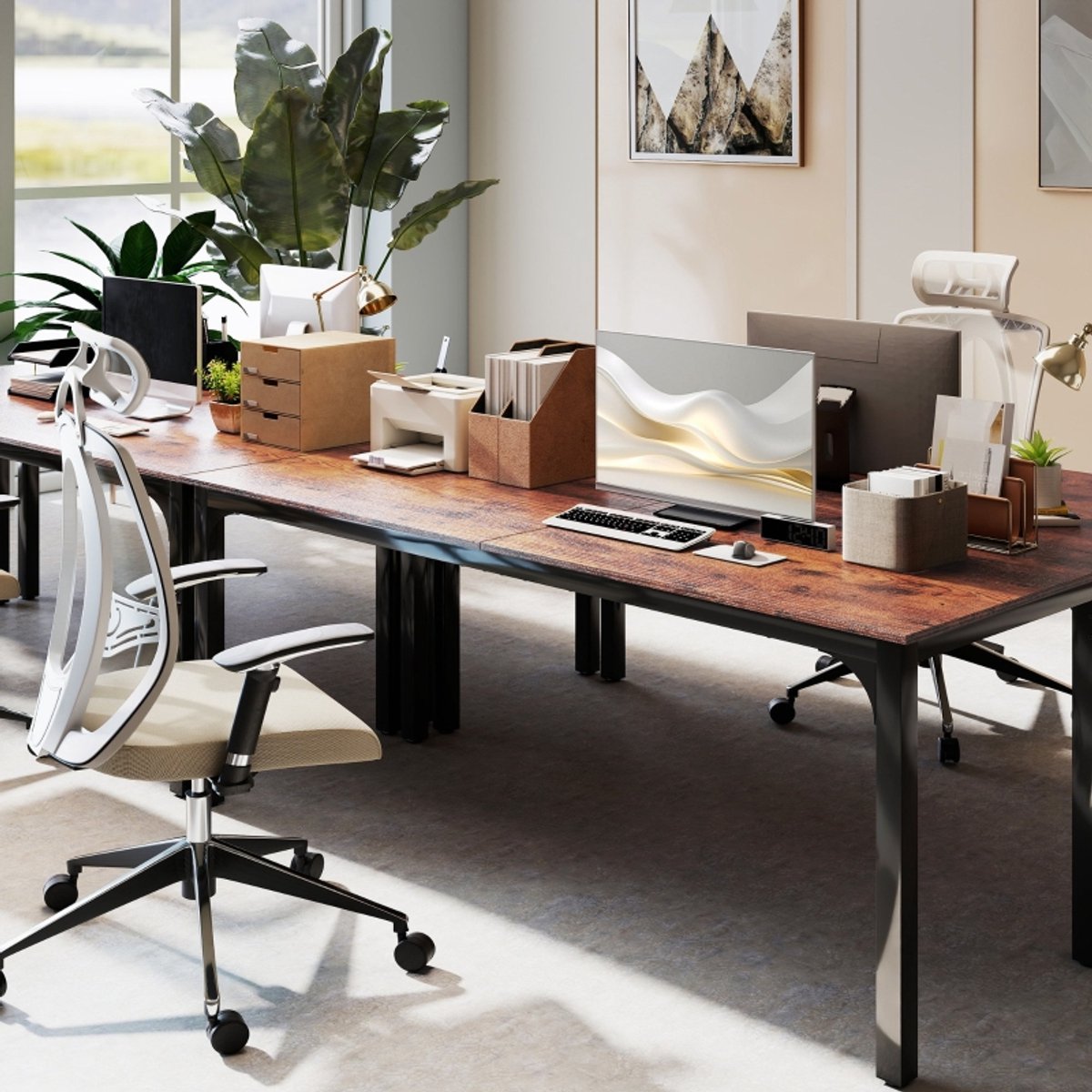 MIVRAY Bureau – Extra Breed Werkblad En Royale Beenruimte – 200 x 60 x 75 cm – Spaanplaat En Staal – Rustiek Bruin – Voor Thuiskantoor