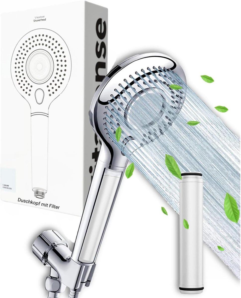Regendouche deluxe - Chroom - Waterbesparende Douchekop met Filter en 3 Verstelbare Sproeistanden - Voor Zacht en Schoon Water