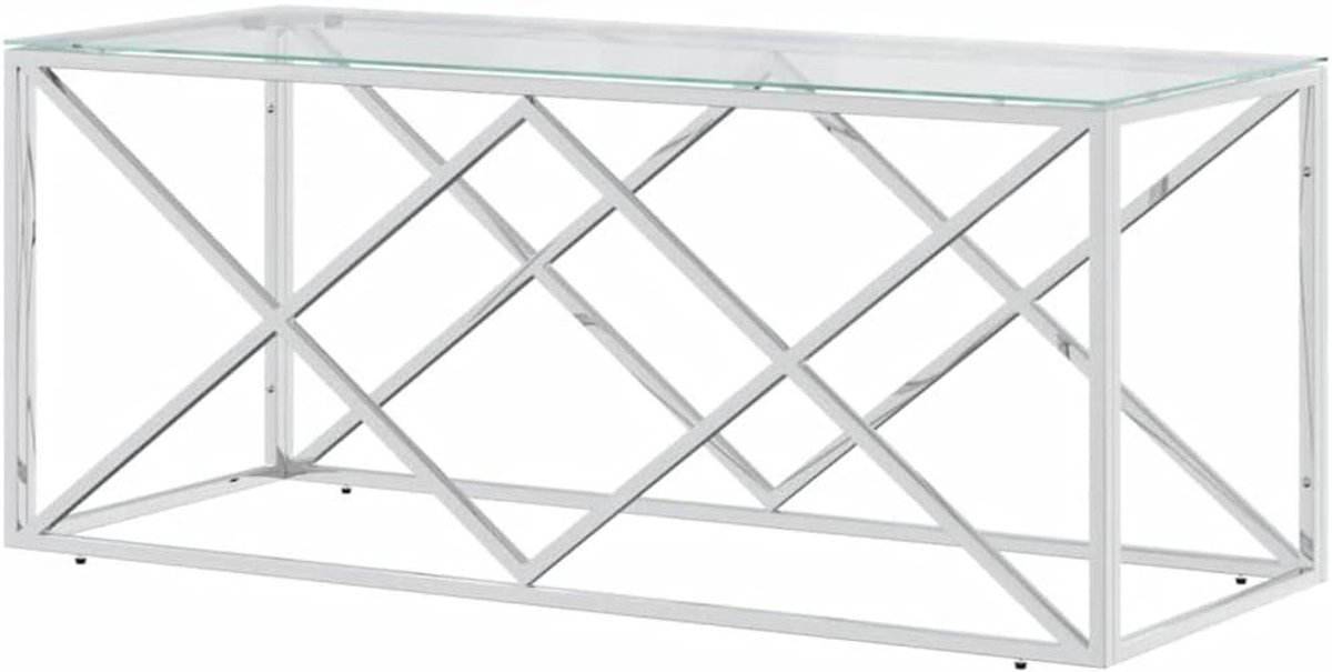 Salontafel - Bijzettafel Woonkamer - Opbergen Decoreren - Corrosiebestendig Frame - 110 x 45 x 45 cm - Zilver Glas
