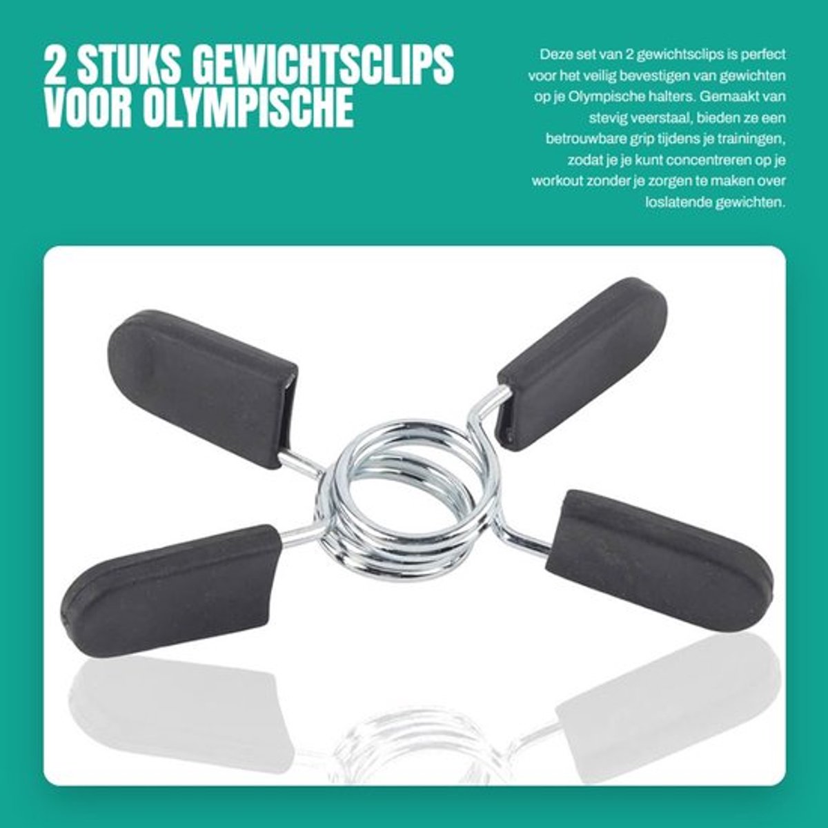 Gewichtsclips 2 Stuks - Veerstaal Klemmen - Halter Klemmen - Rubber Grip - 25mm Barbell Clips - Schokbestendig en Duurzaam - Halterklemmen