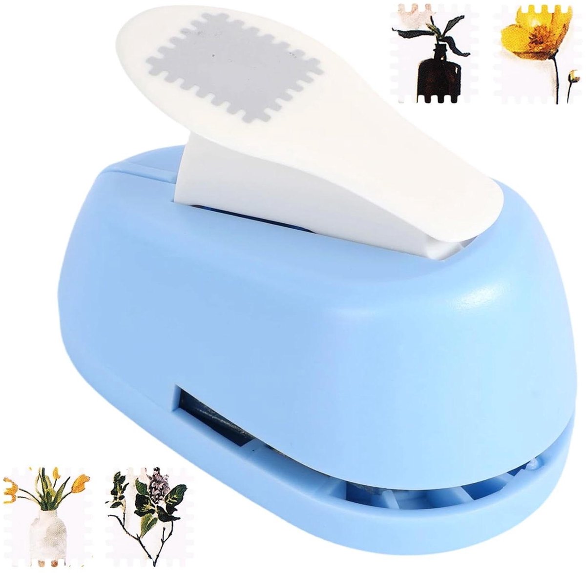 Papierpons Rechthoek - Stempelpons Stans - Kaarten Maken - Geschulpte Rand - 2 x 18 cm - Blauw Zilver Wit