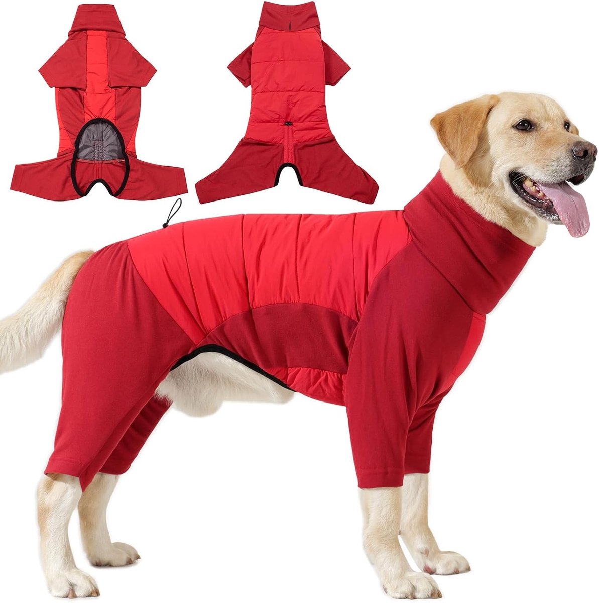 Hondenbadjas maat l - Rood - XL - Fleece Winterjas met Poten - Warmte en Comfort voor Kleine tot Grote Honden