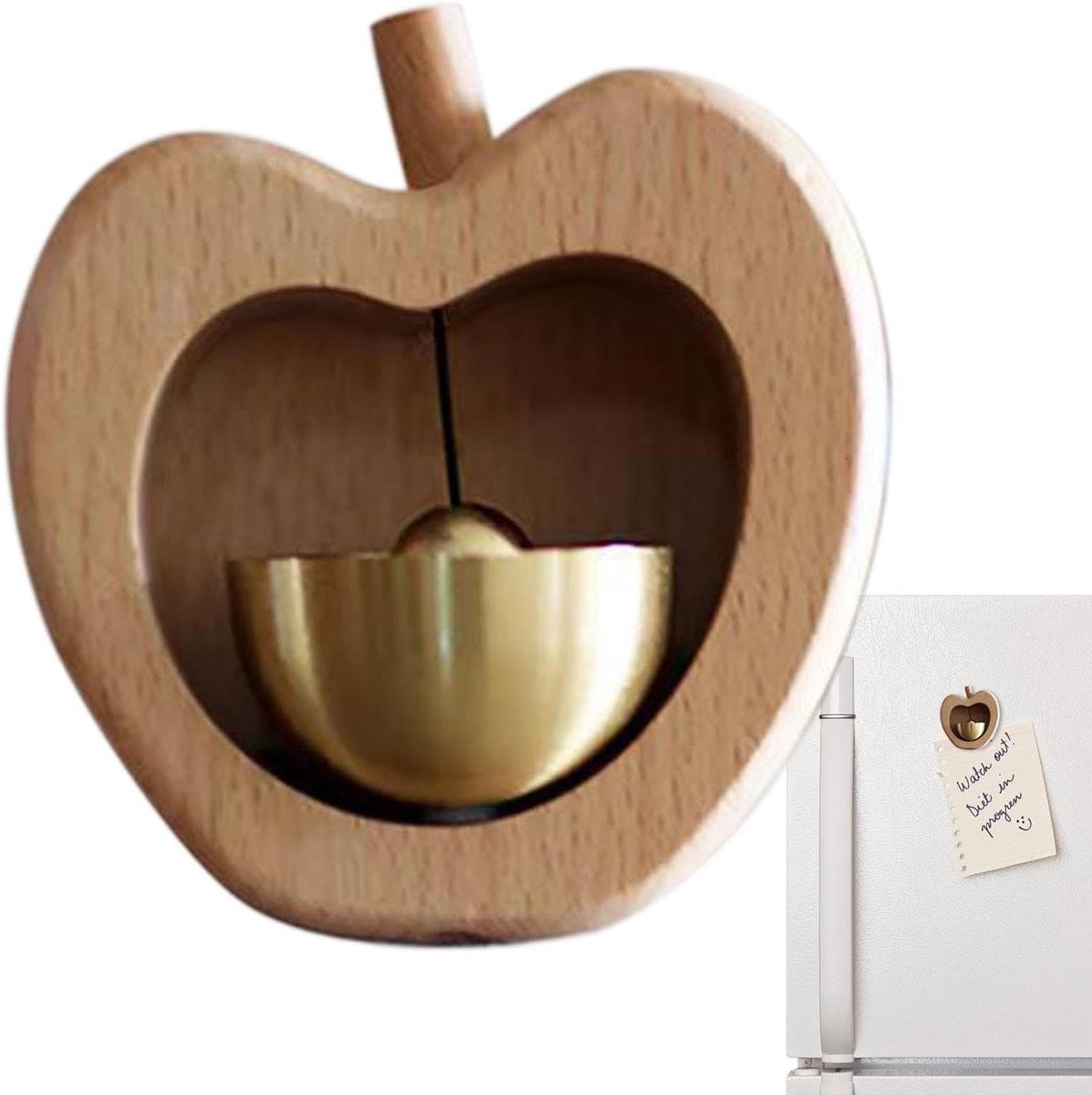 Deurbel Klokkenspel - Houten Bel - Deur Melding - Uniek Hout Design - 8.5 x 7.8 cm - Houtkleur
