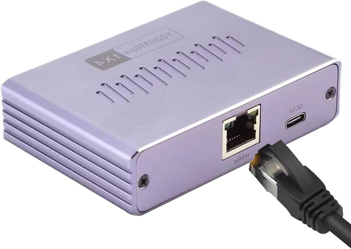 Netwerk Splitter - Ethernet Adapter - Netwerk Uitbreiden - 1-naar-4 Poorten - 14 x 8 x 3 cm - Paars
