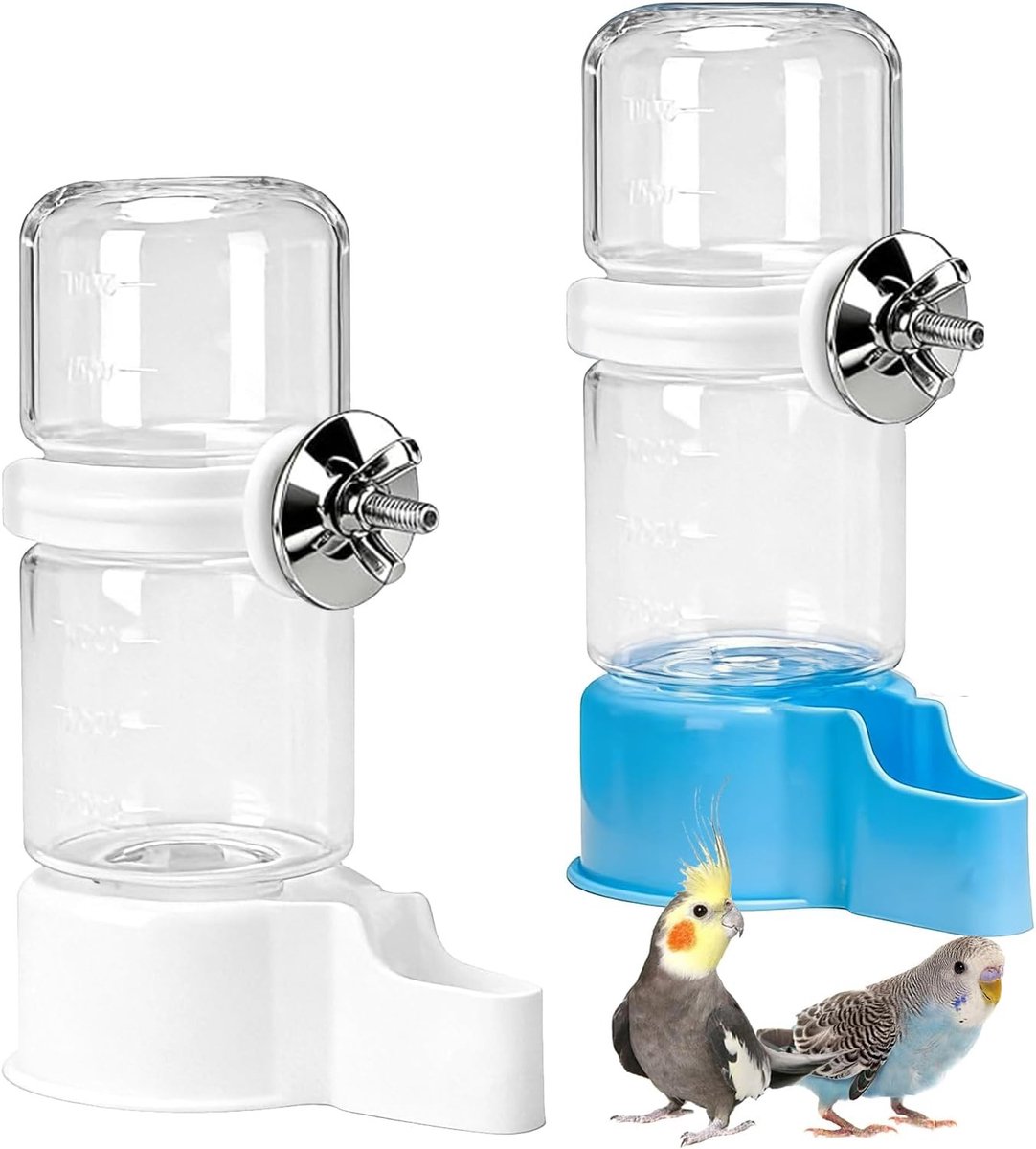 Automatische Vogeldrinkbakken - Wit - 140 ml - Hygiënische Kunststof - Voor Parkieten en Kanaries