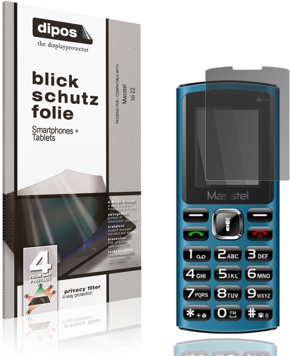 dipos – Matte Privacy Screenprotector geschikt voor Masstel Izi 22 | Anti-Spy Beschermfolie