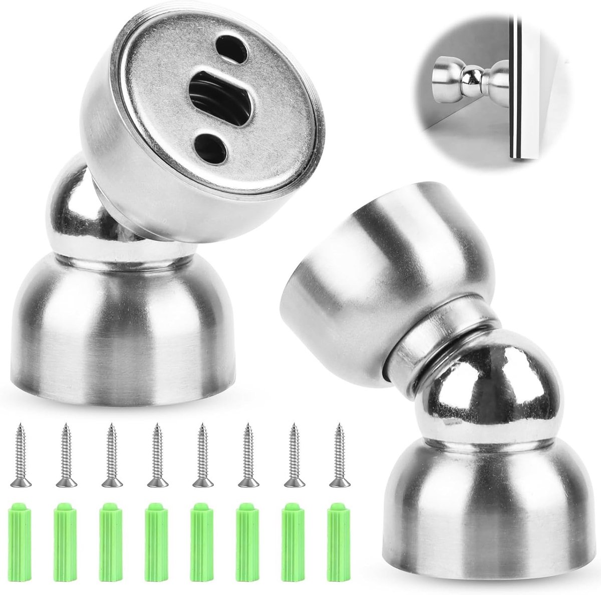 Magnetische Deurstopper - Roestvrij Staal - Mini - Voor Binnen en Buiten - 2 Stuks