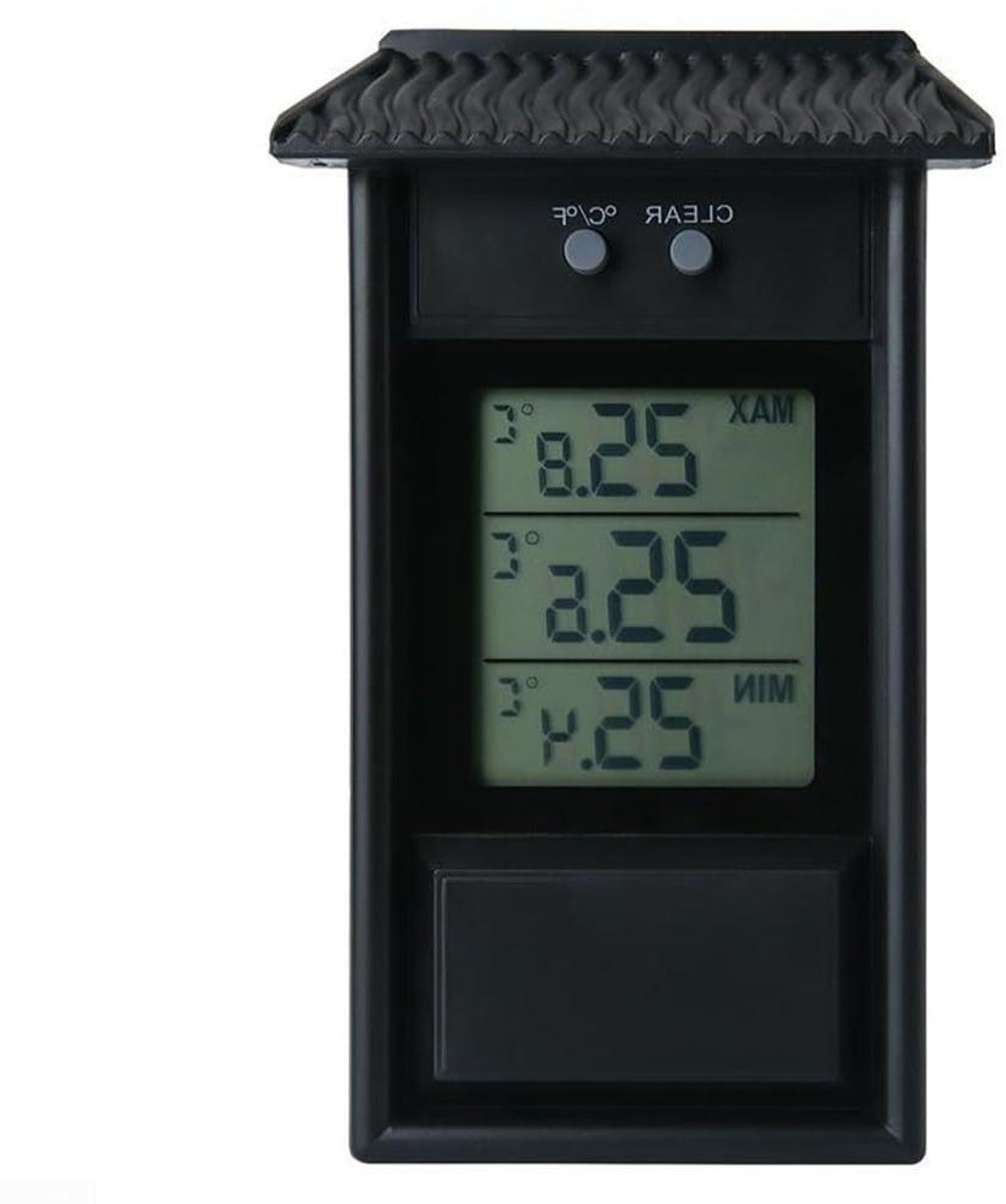 Digitale Max Min - Temperatuurmeter - Temperatuur Meten - Waterdicht Ontwerp - 14 x 9 x 4 cm - Zwart