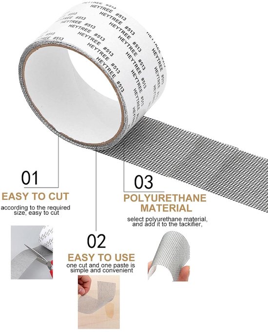 Schermreparatie Tape - Hordeur Reparatie - Gaten Dichten - Sterk Zelfklevend - Op Maat Te Knippen - Zwart — afbeelding 2