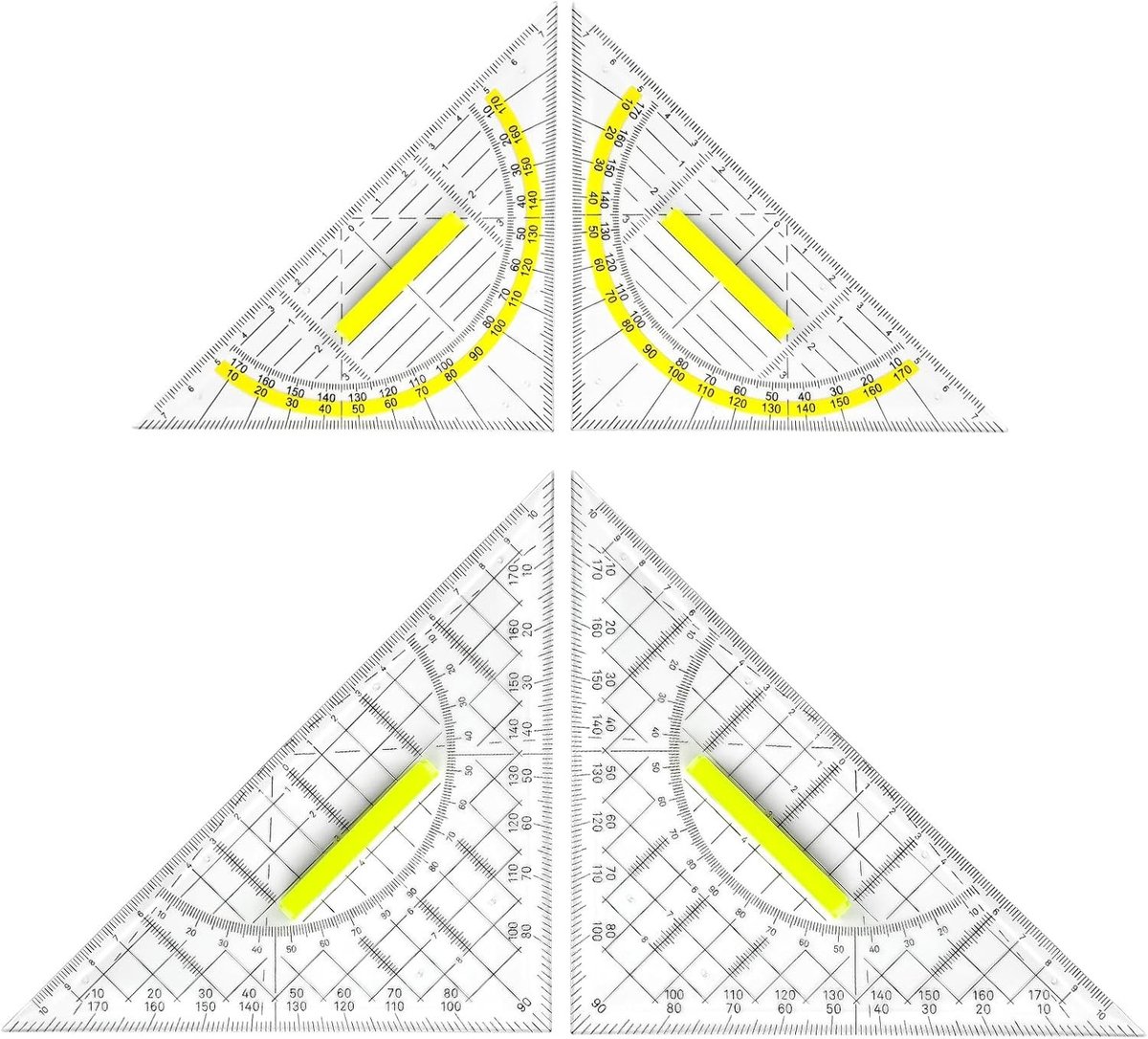 Geometrische Driehoeken Set van 16 cm en 22 cm voor Technisch Tekeningen, Wiskunde en Kunst (2 Stuks)