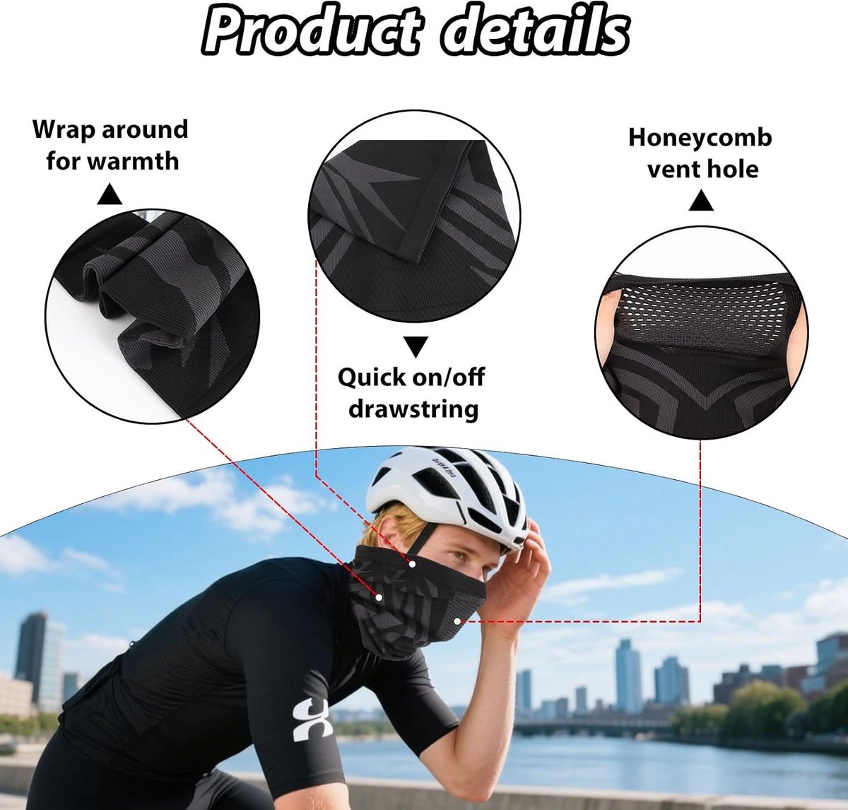 Ademend Winddicht Gezichtsmasker voor Fietsen, Hardlopen, Skiën en Motor rijden, Balaclava voor Winterse Activiteiten en Bescherming tegen Koude Wind