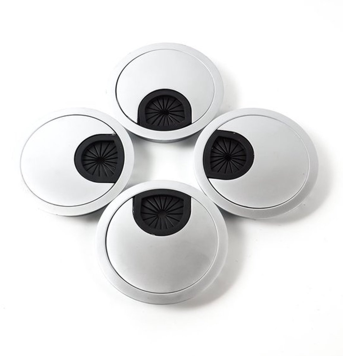 Kabeldoorvoer 60 mm - Kabeldoorvoer - Kabelgeleiding - Kabeldoos - Kantoor - Materiaal: Zamak, 4 x kabeldeurgeleiding - Kabeldoorvoerset