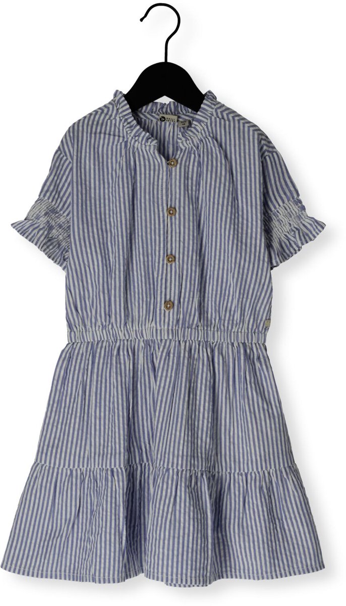 DAILY7 Dress Stripe Ruffle Meisjes - Jurk - Blauw - Maat 98