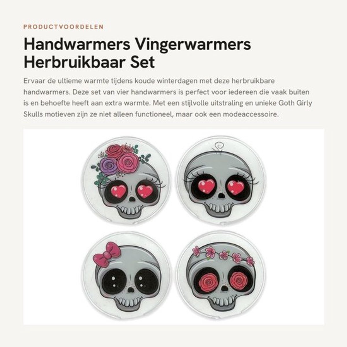 Handwarmers Oplaadbaar - Herbruikbare Handwarmers - Set van 4 - Huidvriendelijke Kunststof Hoes - Tot 55 °C Warmte - Stijlvolle Motieven - Zakwarmers