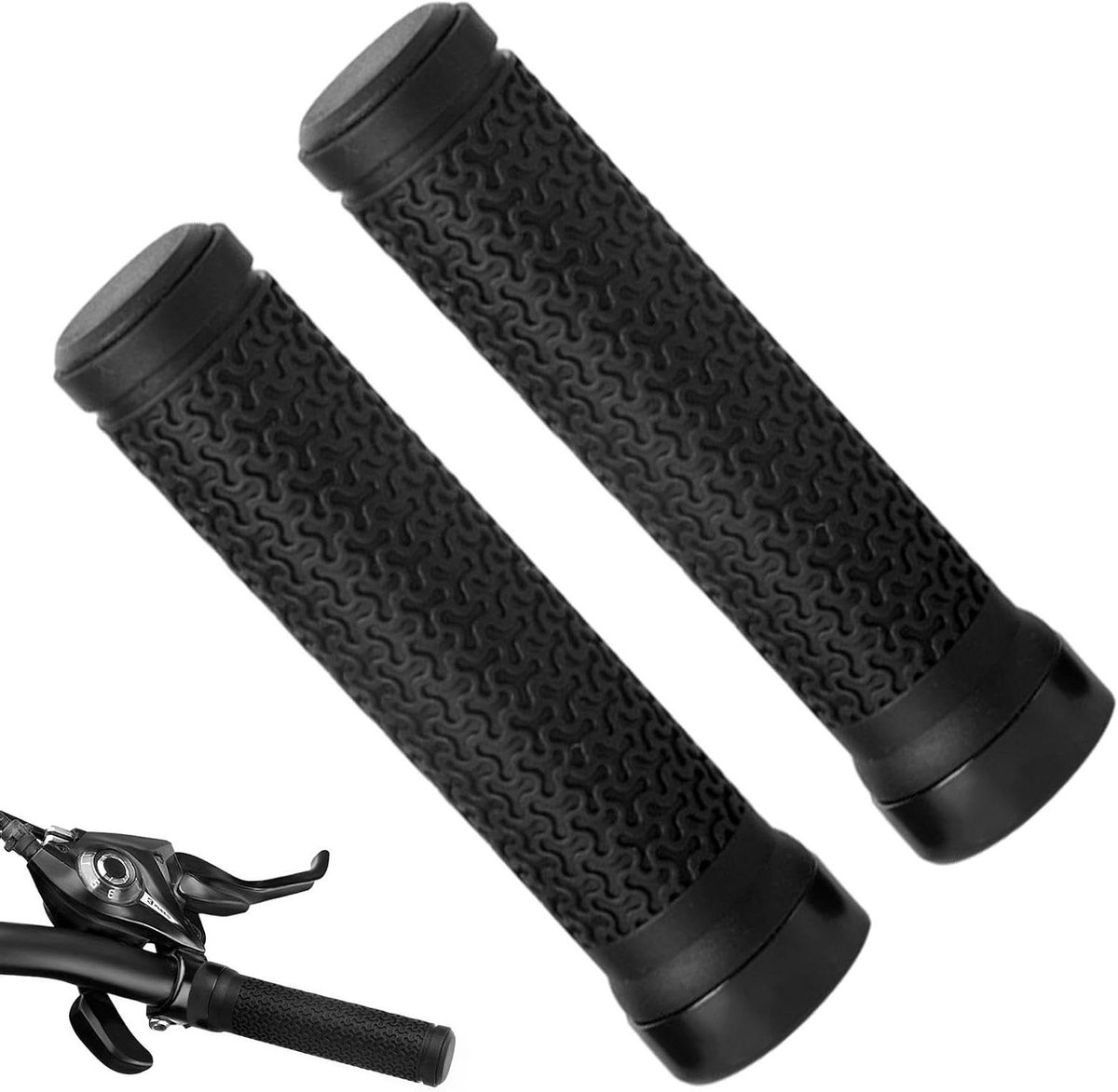 Fietshandgrepen - Stuurgrepen Fiets - Veiliger Rijden - Antislip Bloemenpatroon - 135 mm Lengte - Zwart