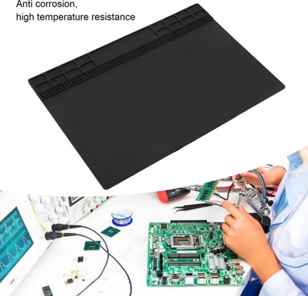 Siliconen Soldeerstations Mat - Hittebestendige Reparatie Mat - Zwart - Antislip Isolatie Pad - Geschikt voor Elektronica Reparatie