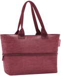 Donkerrode Reisenthel shopper tas met handvatten en een voorvak met rits.